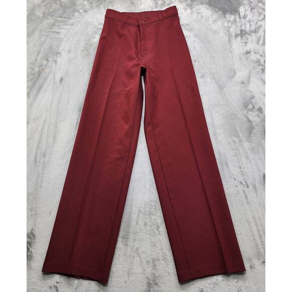 Vintage 80s Levi's Pants Womens 11 Red Burgundy High Rise Straight Leg Polyester - Picture 1 of 12